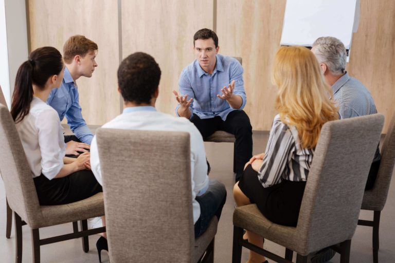family in group addiction therapy