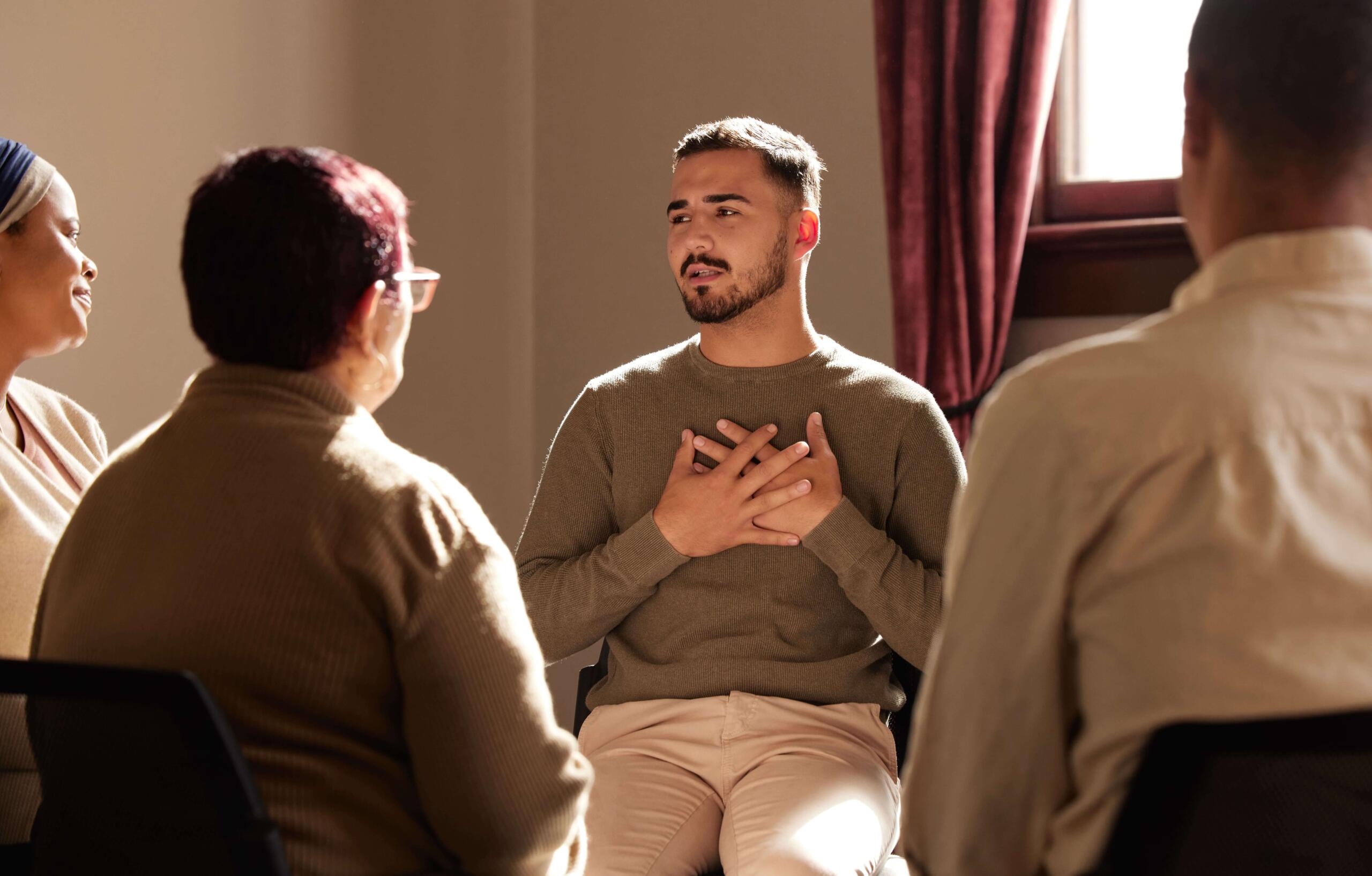 addict being honest in addiction recovery support group